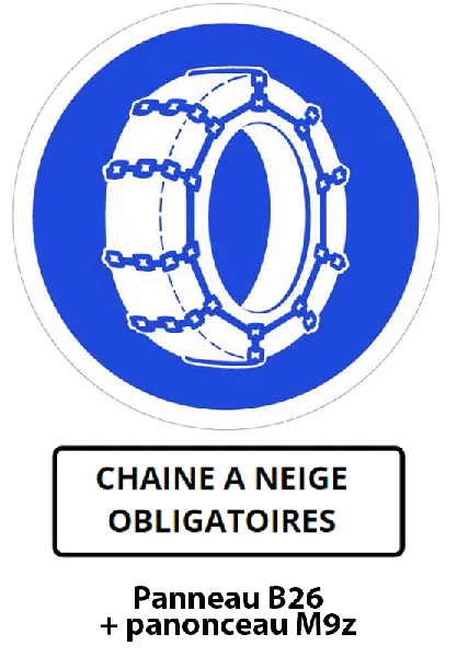 Panneau chaine à neige obligatoire